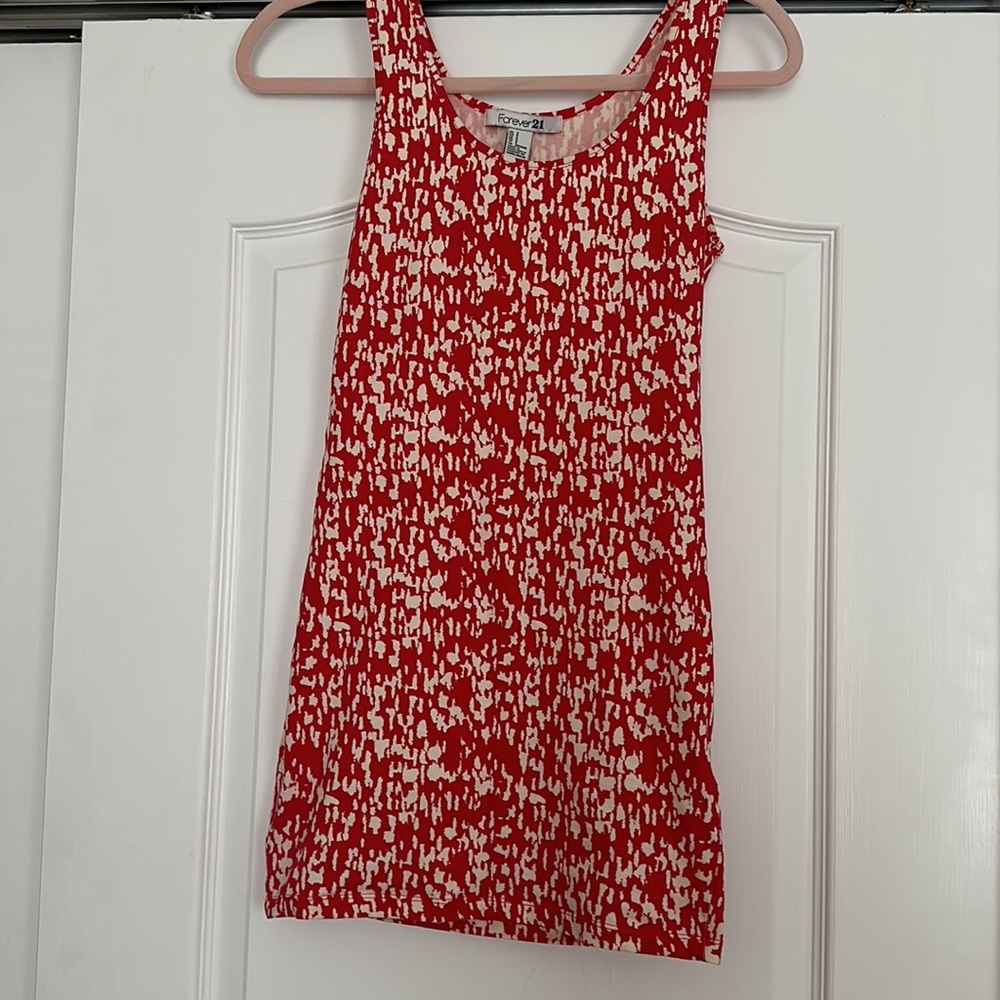 Red Cotton Patterned Mini Dress - Picture 3 of 4
